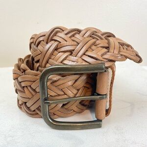 GAP Genuine Leather Wide Braided Belt – Brown (Women’s Size S)